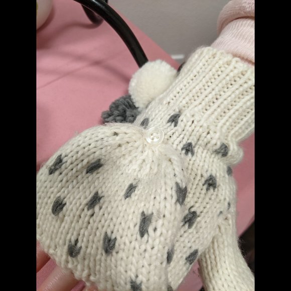 Aerie Cream with Grey Hearts Hybrid Mitten Size OS - Picture 6 of 6